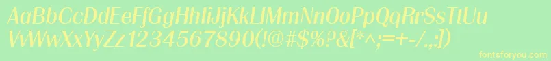 GrenobleItalic Font – Yellow Fonts on Green Background