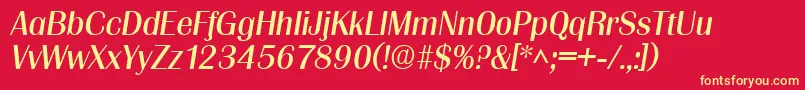 GrenobleItalic Font – Yellow Fonts on Red Background
