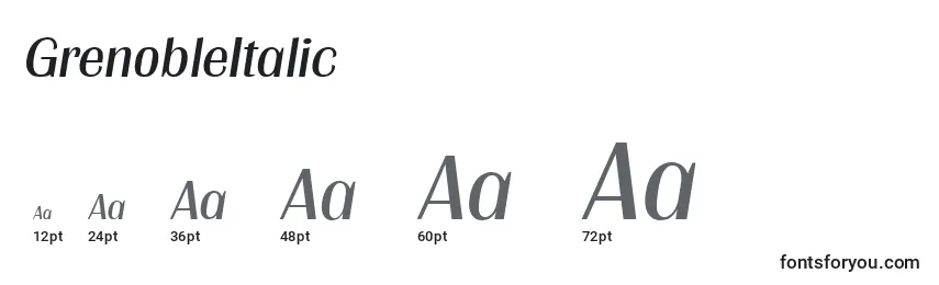GrenobleItalic Font Sizes