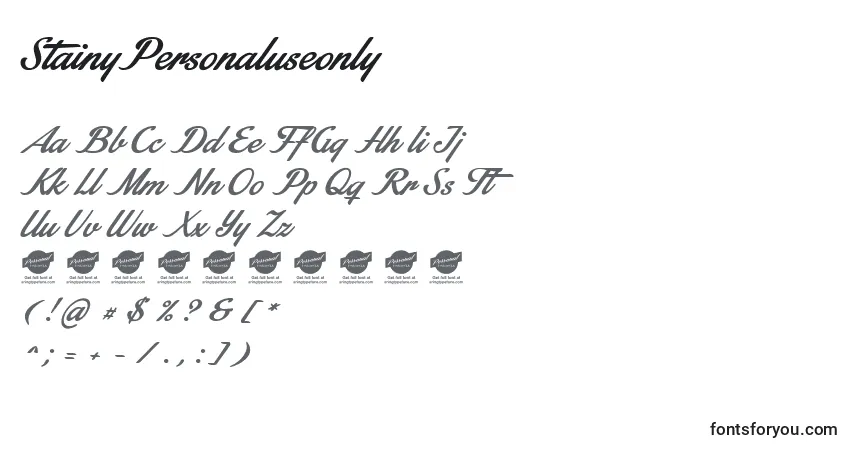 Schriftart StainyPersonaluseonly – Alphabet, Zahlen, spezielle Symbole