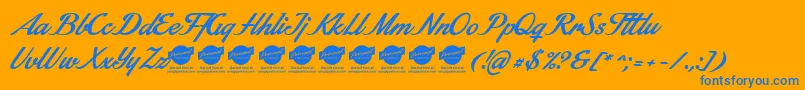StainyPersonaluseonly Font – Blue Fonts on Orange Background