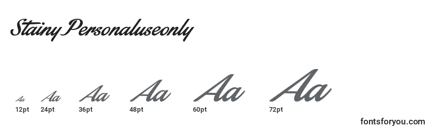 StainyPersonaluseonly Font Sizes