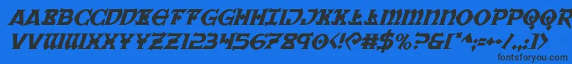 Warpriestital Font – Black Fonts on Blue Background