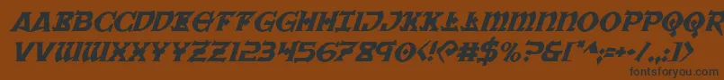 フォントWarpriestital – 黒い文字が茶色の背景にあります