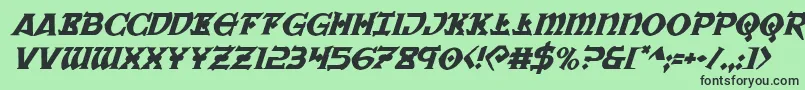 フォントWarpriestital – 緑の背景に黒い文字