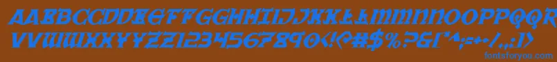 フォントWarpriestital – 茶色の背景に青い文字