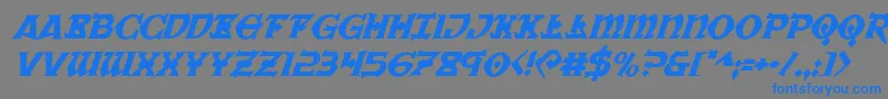 フォントWarpriestital – 灰色の背景に青い文字