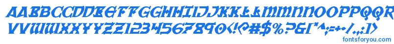 フォントWarpriestital – 白い背景に青い文字