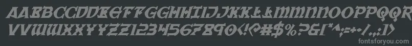 フォントWarpriestital – 黒い背景に灰色の文字