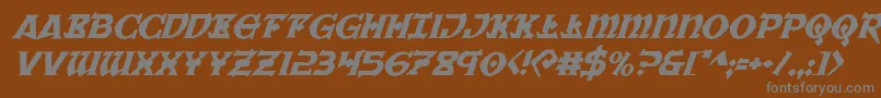 フォントWarpriestital – 茶色の背景に灰色の文字