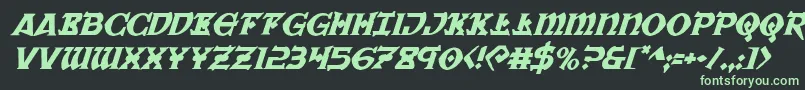 フォントWarpriestital – 黒い背景に緑の文字