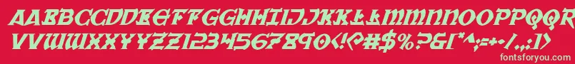 フォントWarpriestital – 赤い背景に緑の文字