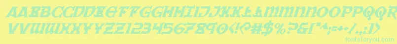 Warpriestital Font – Green Fonts on Yellow Background