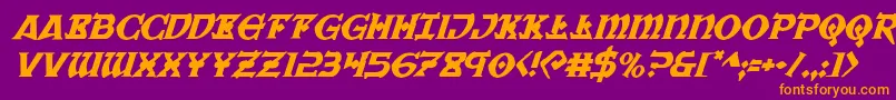 フォントWarpriestital – 紫色の背景にオレンジのフォント