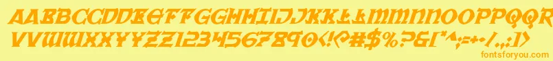 Warpriestital Font – Orange Fonts on Yellow Background