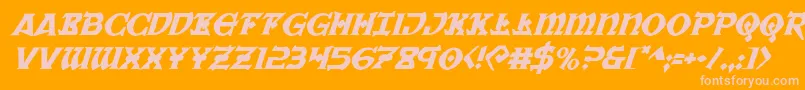 フォントWarpriestital – オレンジの背景にピンクのフォント