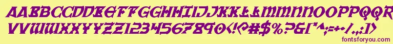 Warpriestital Font – Purple Fonts on Yellow Background