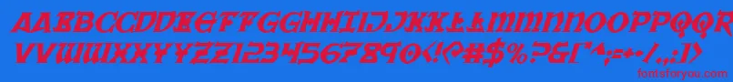 Warpriestital Font – Red Fonts on Blue Background