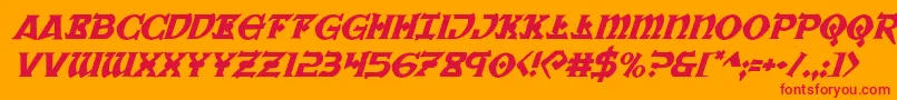 フォントWarpriestital – オレンジの背景に赤い文字