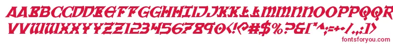 フォントWarpriestital – 白い背景に赤い文字