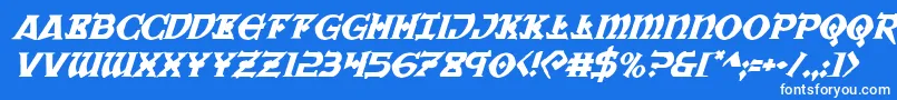 フォントWarpriestital – 青い背景に白い文字