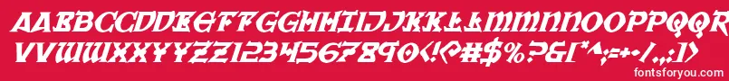 フォントWarpriestital – 赤い背景に白い文字