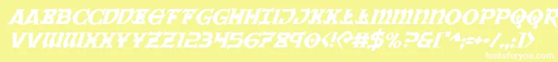 フォントWarpriestital – 黄色い背景に白い文字