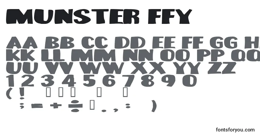 Czcionka Munster ffy – alfabet, cyfry, specjalne znaki
