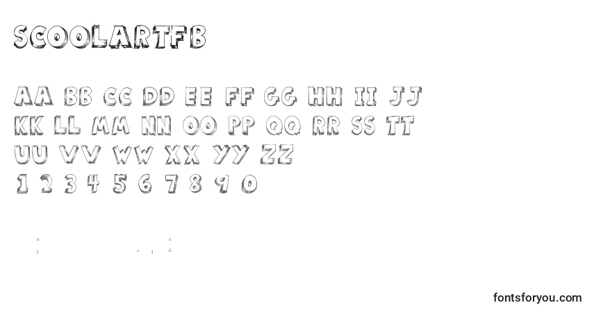 Czcionka ScoolarTfb – alfabet, cyfry, specjalne znaki