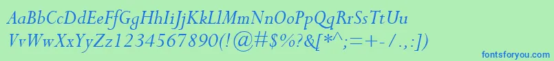 PerpetuaРљСѓСЂСЃРёРІ Font – Blue Fonts on Green Background