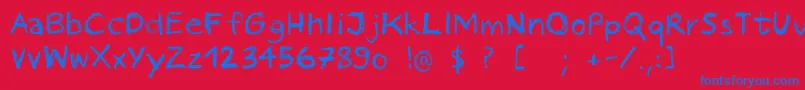 PastelCrayon-fontti – siniset fontit punaisella taustalla