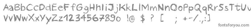 PastelCrayon-fontti – harmaat kirjasimet valkoisella taustalla
