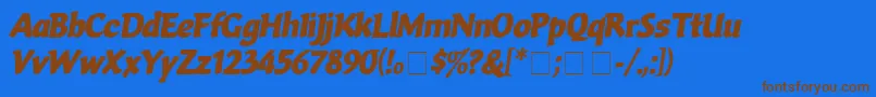 Fonte VarioBolditalic – fontes marrons em um fundo azul