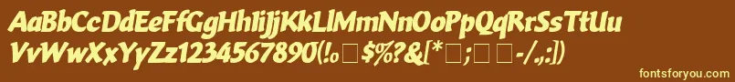 VarioBolditalic-Schriftart – Gelbe Schriften auf braunem Hintergrund