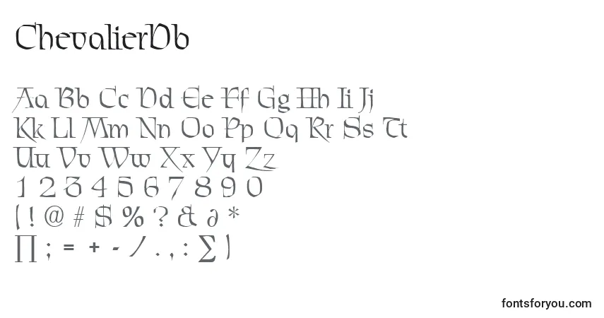 A fonte ChevalierDb – alfabeto, números, caracteres especiais