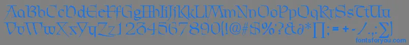 フォントChevalierDb – 灰色の背景に青い文字