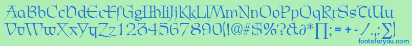 フォントChevalierDb – 青い文字は緑の背景です。