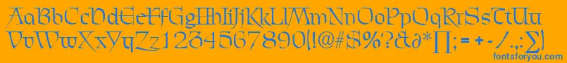 ChevalierDb-Schriftart – Blaue Schriften auf orangefarbenem Hintergrund