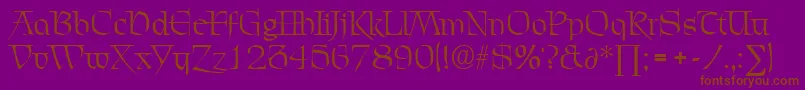 ChevalierDb-Schriftart – Braune Schriften auf violettem Hintergrund