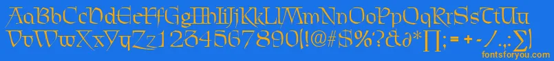 ChevalierDb Font – Orange Fonts on Blue Background