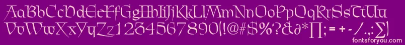 ChevalierDb-fontti – vaaleanpunaiset fontit violetilla taustalla