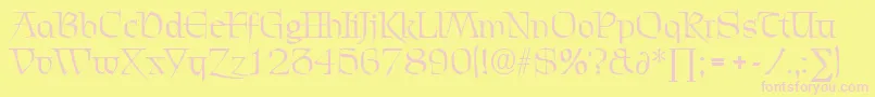 ChevalierDb-fontti – vaaleanpunaiset fontit keltaisella taustalla