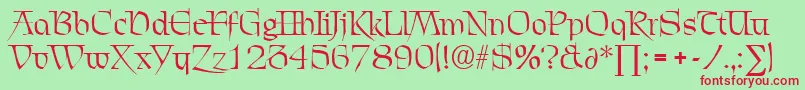 ChevalierDb Font – Red Fonts on Green Background