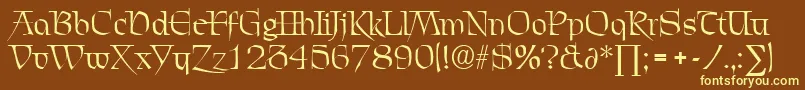 ChevalierDb-fontti – keltaiset fontit ruskealla taustalla
