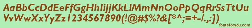 Шрифт Gillsans Bolditalic – коричневые шрифты на зелёном фоне