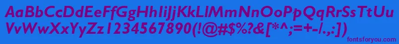 Więcej informacji o czcionce Gillsans Bolditalic Czcionka Gillsans Bolditalic – fioletowe czcionki na niebieskim tle