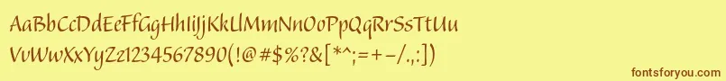 フォントBalzanostd – 茶色の文字が黄色の背景にあります。