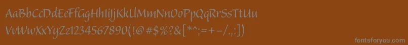 Balzanostd-fontti – harmaat kirjasimet ruskealla taustalla