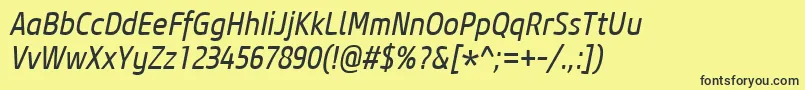 Czcionka CoreSansM47CnRegularItalic – czarne czcionki na żółtym tle