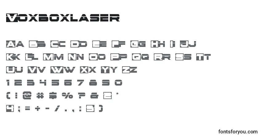 Schriftart Voxboxlaser – Alphabet, Zahlen, spezielle Symbole